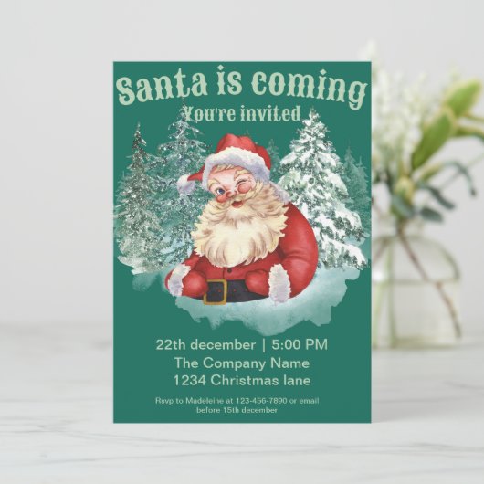 企業のクリスマスパーティの招待状サンタウォーターコ 招待状 (スタンド正面)