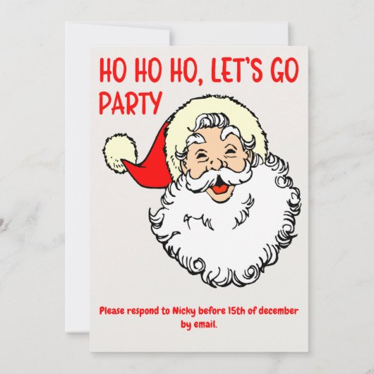 企業のクリスマスパーティの招待状サンタオフィス 招待状 (裏面)