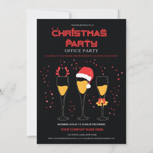 企業のクリスマスパーティの招待状テンプレート 招待状 (正面)