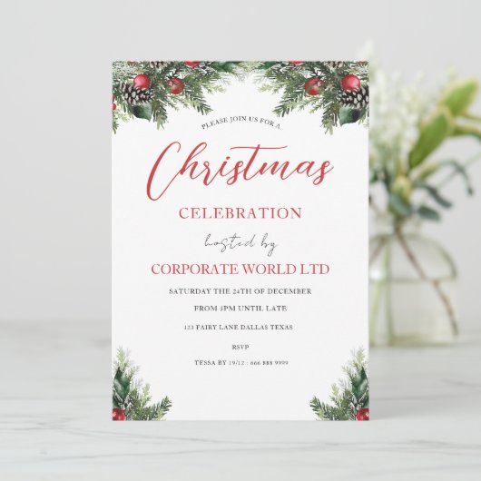 企業のクリスマスパーティーお祝い招待状 招待状 (スタンド正面)