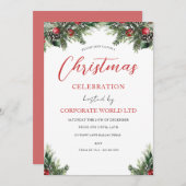 企業のクリスマスパーティーお祝い招待状 招待状 (正面/裏面)