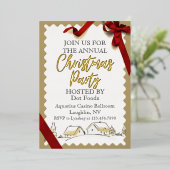企業のクリスマスパーティーゴールドフォイル招待状 箔シーズンカード (立ち正面)