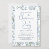 企業のクリスマスパーティーブルーバタフライフローラ 招待状 (正面)