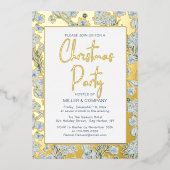 企業のクリスマスパーティーブルーバタフライフローラ 箔招待状 (正面)
