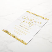 企業のクリスマスパーティーホワイト金ゴールドスノーフレーク 箔招待状 (回転した状態)