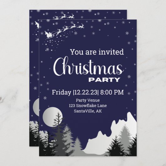 企業のクリスマスパーティー招待状ブモダンルー 招待状 (正面/裏面)