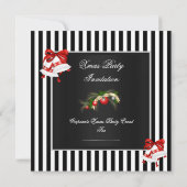 企業のクリスマスパーティー 赤 黒 白 ストライプ 招待状 (裏面)