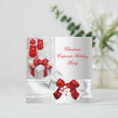 企業のクリスマスホリデーパーティレッドホワイト 招待状 (スタンド正面)