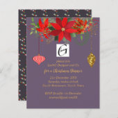 企業のクリスマスポインセチア金ゴールド赤 (正面/裏面)