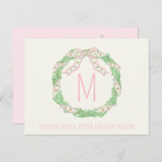 企業のクリスマスリース ノートカード (正面/裏面)