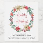 企業のクリスマスリース ホリデー ワインラベル (シングルラベル)