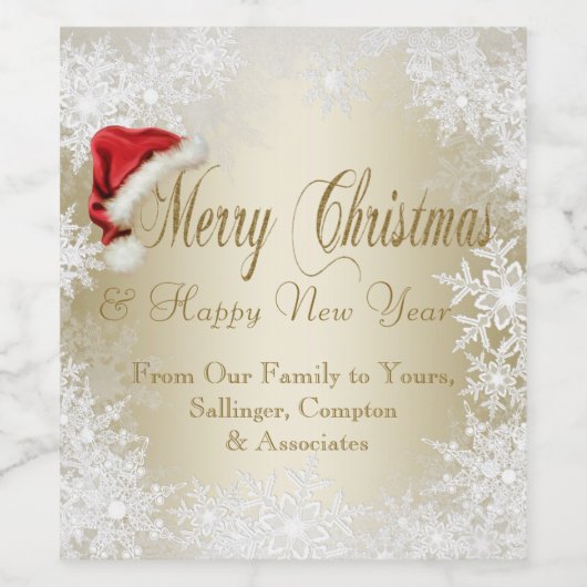 企業のクリスマスワインボトルラベル ワインラベル (シングルラベル)