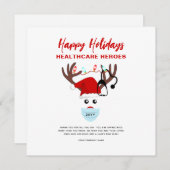 企業のクリスマス医療従事者のトナカイ シーズンカード (正面/裏面)