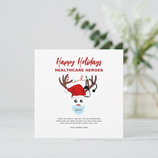 企業のクリスマス医療従事者のトナカイ シーズンカード (スタンド正面)