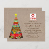 企業のクリスマス招待状(ADD LOGO) 素朴 Kraft (正面/裏面)