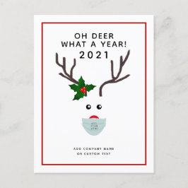 企業のクリスマス2021ロゴ顔マスクトナカイ シーズンポストカード
