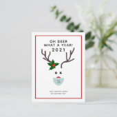 企業のクリスマス2021ロゴ顔マスクトナカイ シーズンポストカード (スタンド正面)