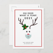 企業のクリスマス2021ロゴ顔マスクトナカイ シーズンポストカード (正面/裏面)