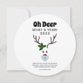 企業のクリスマス2022ロゴレトロおもしろいトナカイ シーズンカード (正面)