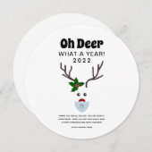 企業のクリスマス2022ロゴレトロおもしろいトナカイ シーズンカード (正面/裏面)