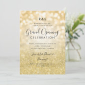 企業のグランドオープンのゴールドグリッター＆ライト 招待状 (スタンド正面)