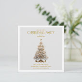 企業のゴールドクリスマスツリーホリデーパーティー 招待状 (スタンド正面)