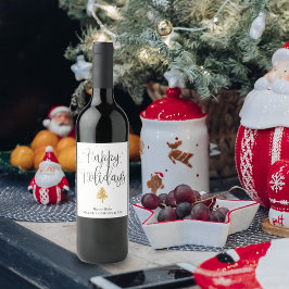 企業のゴールドクリスマスツリー ハッピーホリデー ワインラベル