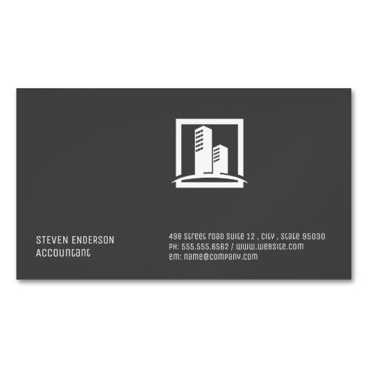 企業のスタイル |建物アイコン マグネット名刺 (正面)