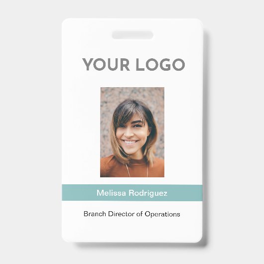 企業のターコイズ従業員の写真ID バッジ (正面)