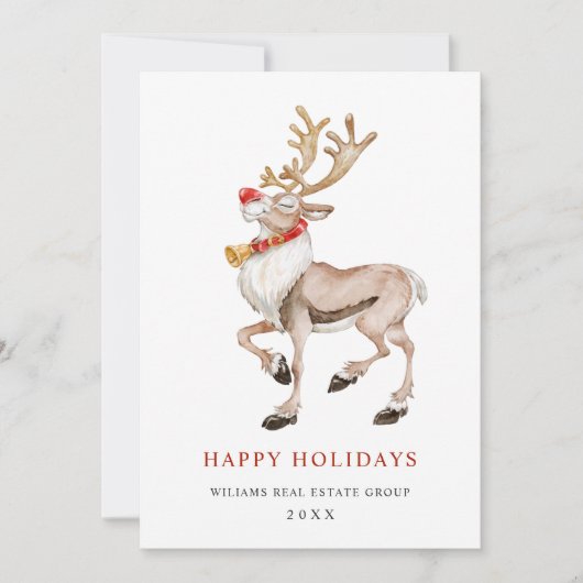 企業のトナカイによるクリスマスグリーティング シーズンカード (正面)