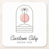 企業のパーティー供給サマーカクテルパーティー スクエアペーパーコースター (正面)