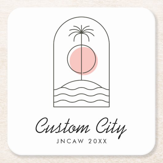 企業のパーティー供給サマーカクテルパーティー スクエアペーパーコースター (正面)