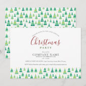 企業のビジネス クリスマスツリー ホリデーパーティー 招待状 (正面/裏面)