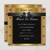 企業のビジフォーマルネス黒タイ金ゴールドメタル 招待状 (正面/裏面)