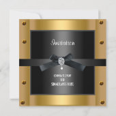 企業のビジフォーマルネス黒タイ金ゴールドメタル 招待状 (裏面)