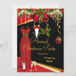企業のフォーマルクリスマス・ホリデー・パーティー赤2 招待状