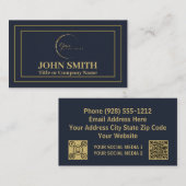 企業のプロフェッショナルネイビー金ゴールドロゴ 名刺 (正面/裏面)