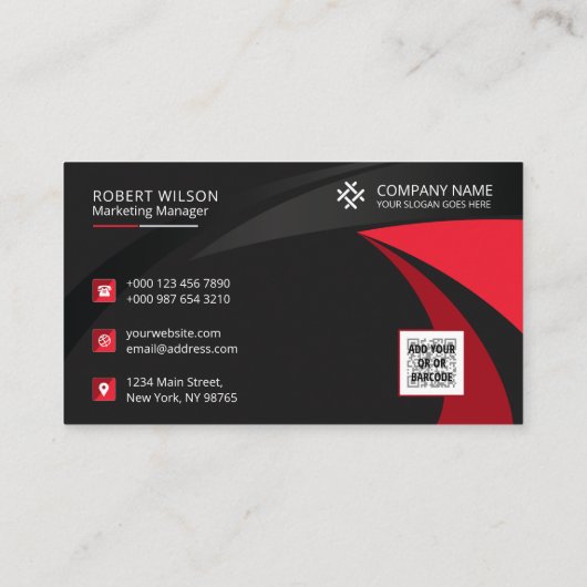 企業のプロフェッショナルブモダンラックレッドプレミアム 名刺 (裏面)