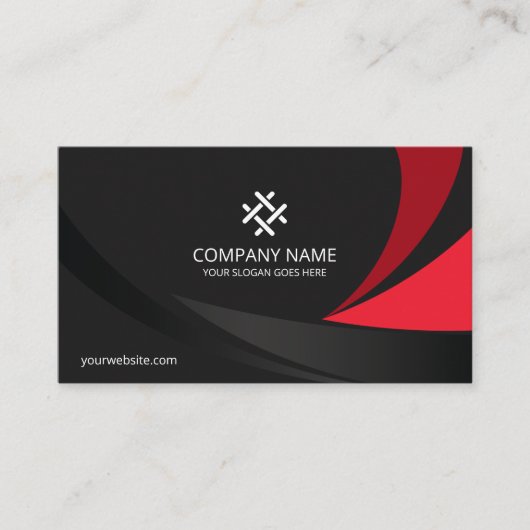 企業のプロフェッショナルブモダンラックレッドプレミアム 名刺 (正面)