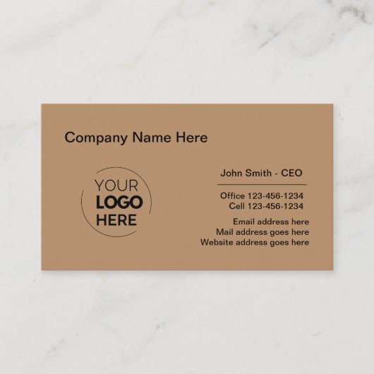 企業のプロフェッショナルロゴデザインライトブラウン 名刺 (正面)