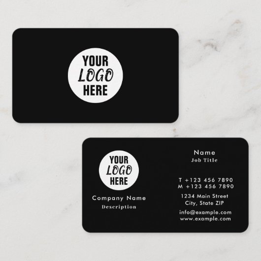 企業のプロフェッショナルロゴ白黒 名刺 (正面/裏面)