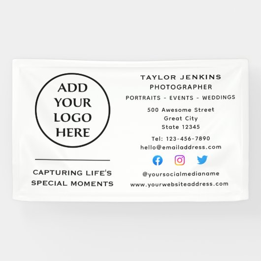 企業のプロフェッショナル会社ロゴソーシャルメディア 横断幕 (横)