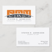 企業のプロフェッショナル様式化モノグラムオレンジ 名刺 (正面/裏面)