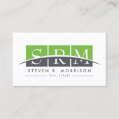 企業のプロフェッショナル様式化モノグラムグリーン 名刺 (正面)