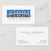 企業のプロフェッショナル様式化モノグラムブルー/グレー 名刺 (正面/裏面)