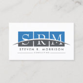 企業のプロフェッショナル様式化モノグラムブルー/グレー 名刺 (正面)