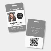 企業のプロフェッショナル社員の写真IDロゴQR バッジ (表裏)