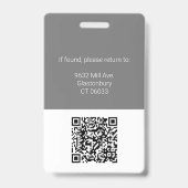 企業のプロフェッショナル社員の写真IDロゴQR バッジ (裏面)