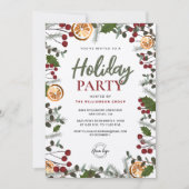 企業のホリデーパーティーのクリスマスリーフ 招待状 (正面)