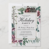 企業のホリデーパーティ素朴フローラボタニカル 招待状 (正面)